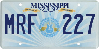 MS license plate MRF227