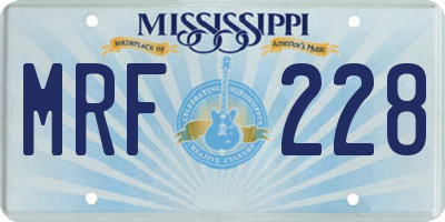 MS license plate MRF228