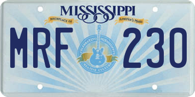 MS license plate MRF230