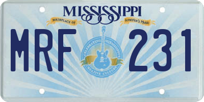 MS license plate MRF231
