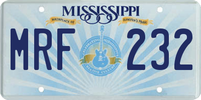 MS license plate MRF232
