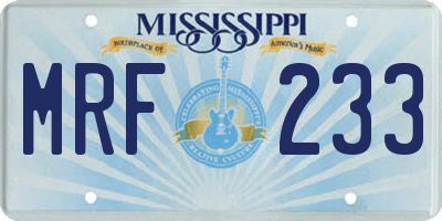 MS license plate MRF233