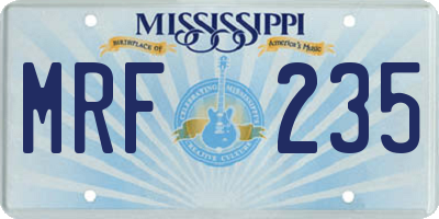 MS license plate MRF235