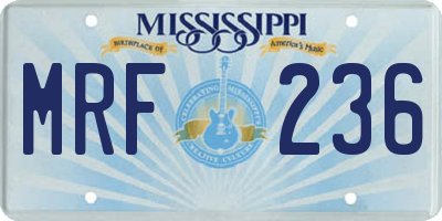 MS license plate MRF236
