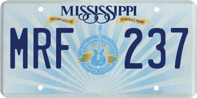 MS license plate MRF237