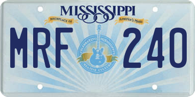 MS license plate MRF240