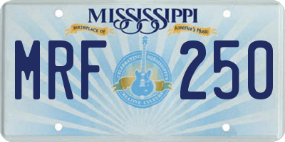 MS license plate MRF250