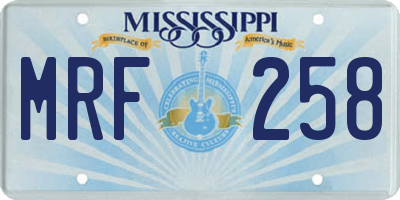 MS license plate MRF258