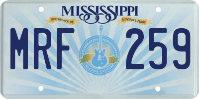 MS license plate MRF259