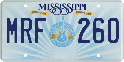 MS license plate MRF260