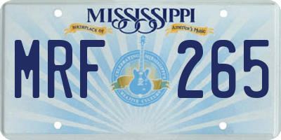 MS license plate MRF265