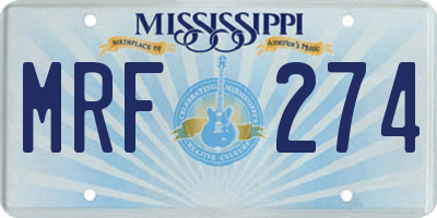 MS license plate MRF274