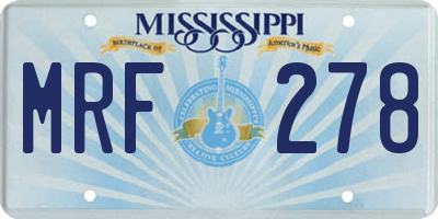 MS license plate MRF278