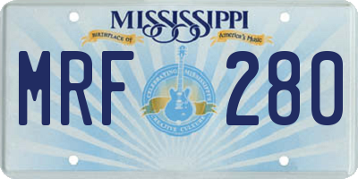 MS license plate MRF280