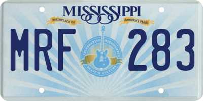 MS license plate MRF283