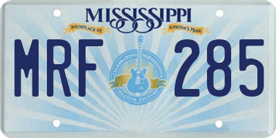 MS license plate MRF285