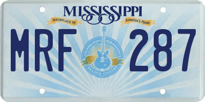 MS license plate MRF287