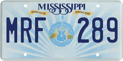MS license plate MRF289