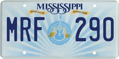 MS license plate MRF290