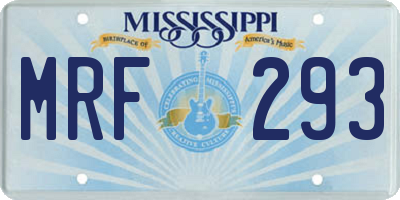 MS license plate MRF293