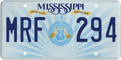 MS license plate MRF294