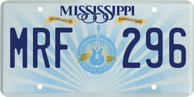 MS license plate MRF296