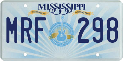MS license plate MRF298