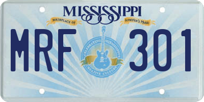 MS license plate MRF301