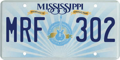 MS license plate MRF302