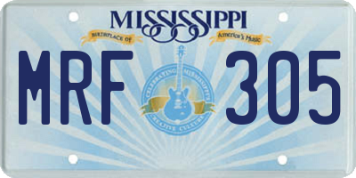 MS license plate MRF305