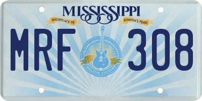 MS license plate MRF308