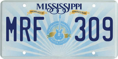 MS license plate MRF309