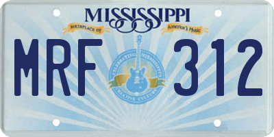 MS license plate MRF312