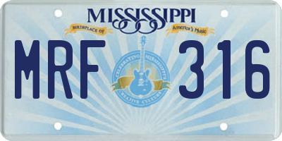 MS license plate MRF316