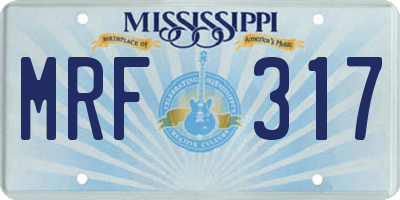 MS license plate MRF317