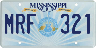 MS license plate MRF321