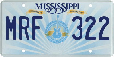MS license plate MRF322