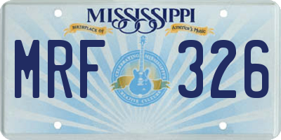 MS license plate MRF326