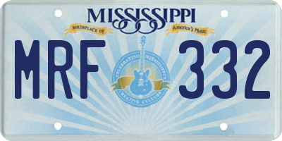 MS license plate MRF332
