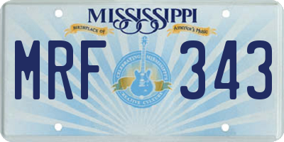 MS license plate MRF343
