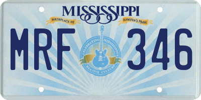 MS license plate MRF346