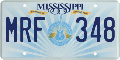 MS license plate MRF348