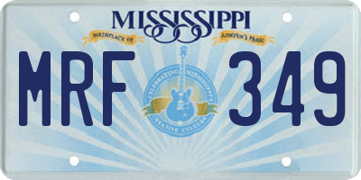 MS license plate MRF349