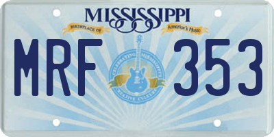 MS license plate MRF353