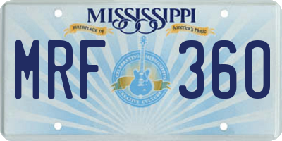MS license plate MRF360