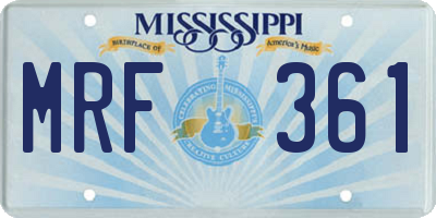 MS license plate MRF361