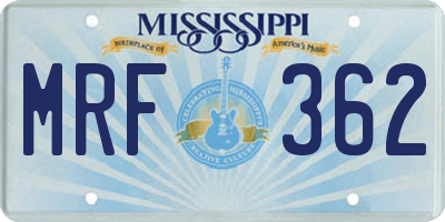 MS license plate MRF362