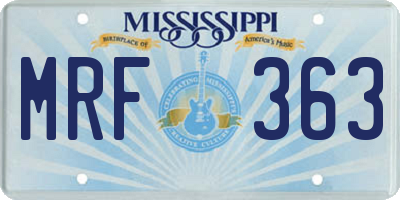 MS license plate MRF363
