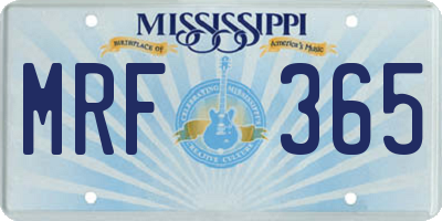MS license plate MRF365