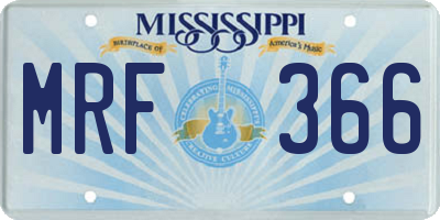 MS license plate MRF366